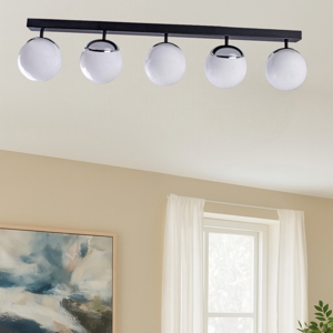 Lampada con 4 faretti orientabili nero cromo fp