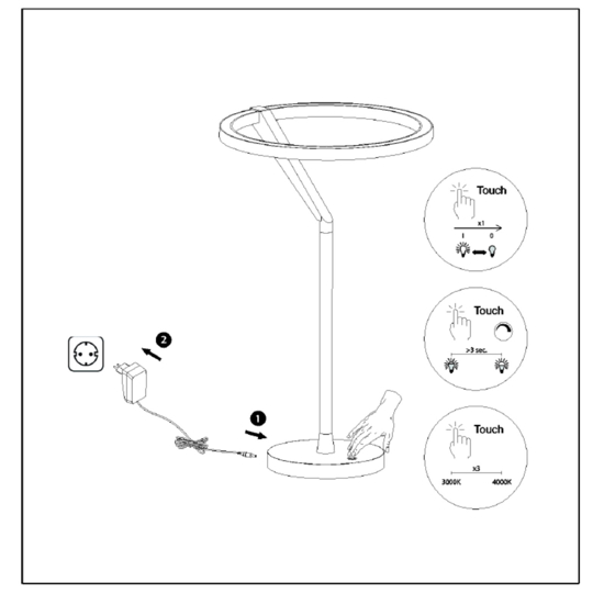 Lampada da tavolo bianca moderna led 15w 3000k 4000k vivida meridiana