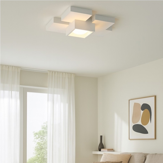 Plafoniera moderna quadrati gesso bianca sforzin