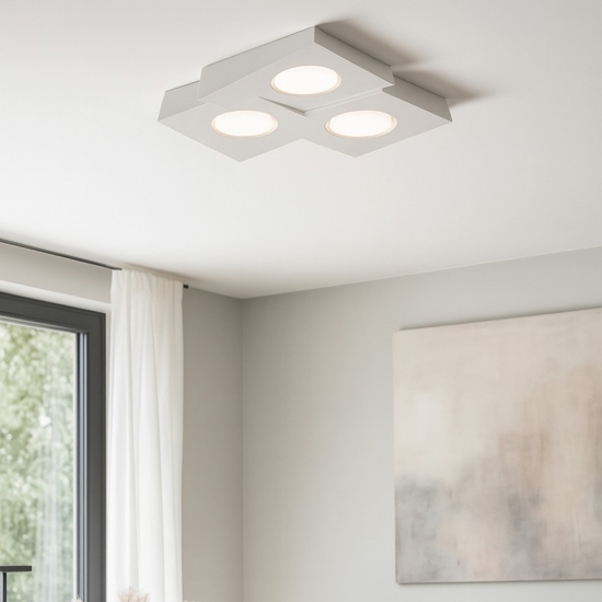 Plafoniera bianca da cucina moderna in gesso sforzin anchise