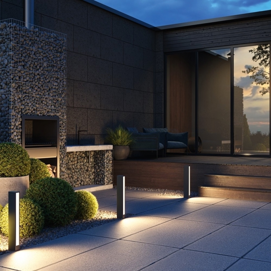 Maytoni hof lampione da giardino led 3000k ip65 colore grigio