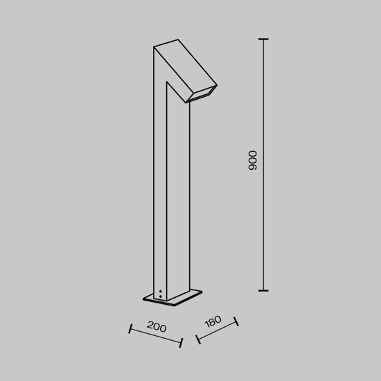 Maytoni guss lampione da giardino led 3000k ip65 nero moderno