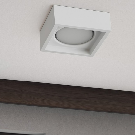 Plafoniera quadrata di gesso ceramico bianco