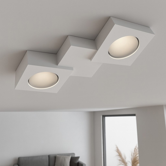 Plafoniera di gesso bianca design moderno trapezoidale