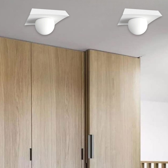 Plafoniera per cucina in gesso squadrato con sfera di vetro