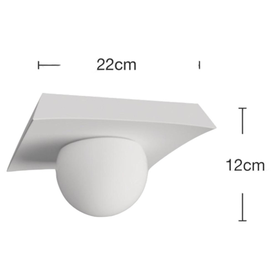 Plafoniera per cucina in gesso squadrato con sfera di vetro