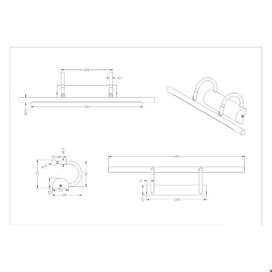 Applique per specchio da bagno classico oro anticato 8w 3000k