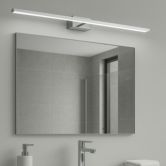 Isyluce applique specchio da bagno 12w 3000k squadrato cromo