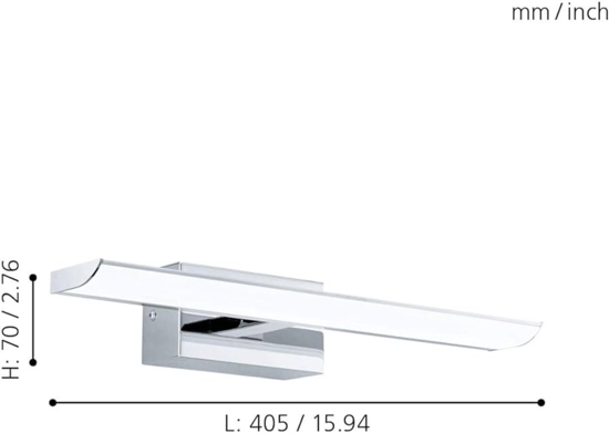 Rglo tabiano applique bagni luce da specchio 7w 4000k cromo