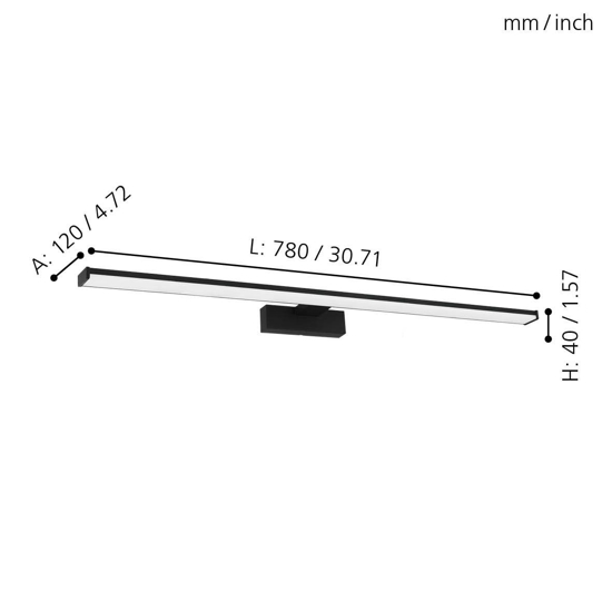 Eglo pandella applique da bagni nera per specchio led 14w 4000k