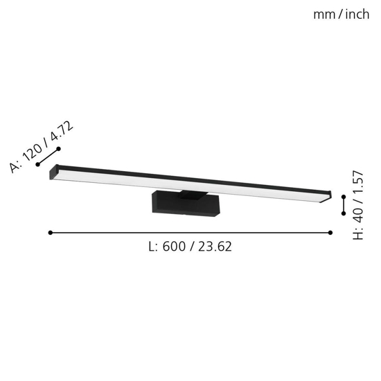 Eglo pandella applique nero per specchio da bagno led 11w 4000k