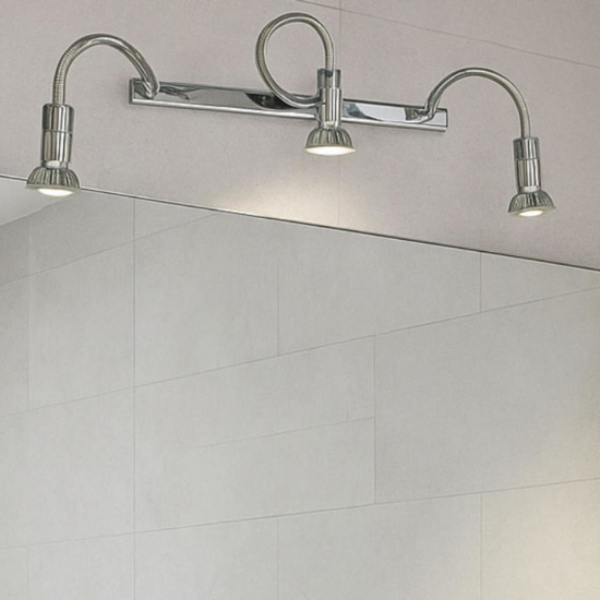 Applique da bagni per specchio 3 bracci flessibili metallo cromato