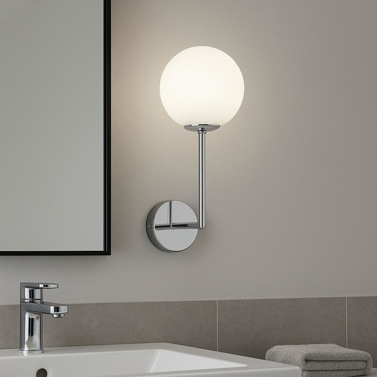 Applique da bagni sfera vetro bianco cromato