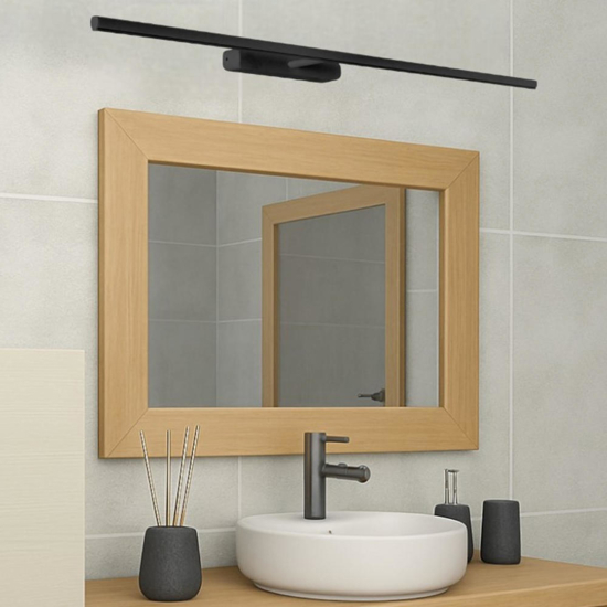 Applique per specchio da bagno led nera orietabile linea light straight