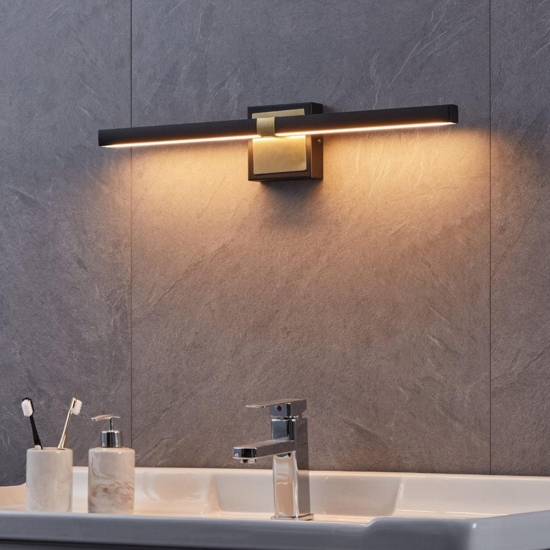 Peguera eglo applique per specchio da bagno nero oro 11w 3000k