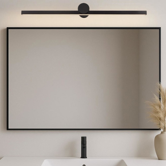 Applique nero 81cm per specchio da bagno squadrato 3000k