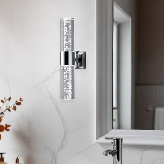 Applique da bagno led 6w 3000k moderna vetro e cromo