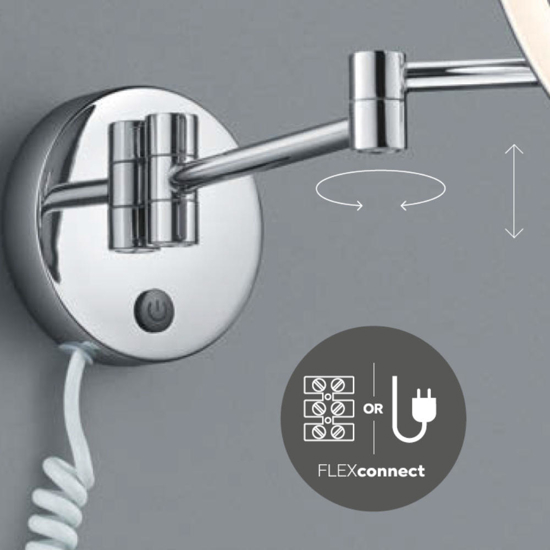 Applique per bagno con specchio led 3w touch orientabile ip44