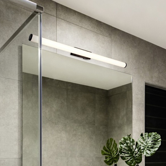 Applique specchio bagno nera 80cm led 8w 3000k