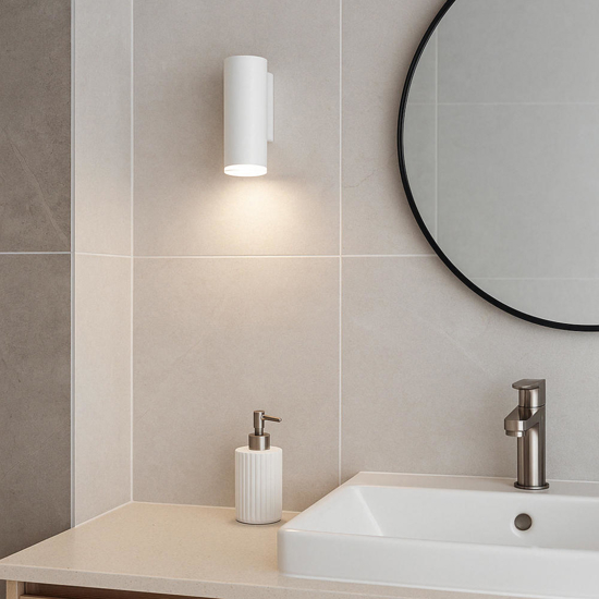 Applique bianca da bagno moderno design cilindro ip44