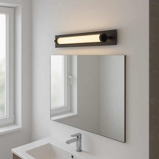 Applique specchio bagno nera design moderno led 13w 3000k ip44