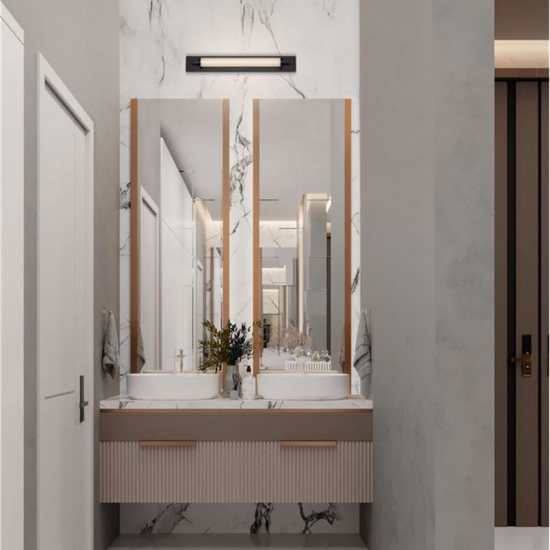 Applique specchio bagno nera design moderno led 13w 3000k ip44