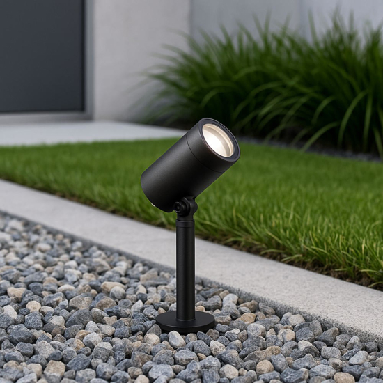 Faretto nero da giardino con picchetto 5w 4000k ip65