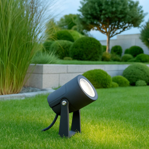 Faretto nero da giardino con picchetto 12w 3000k ip65