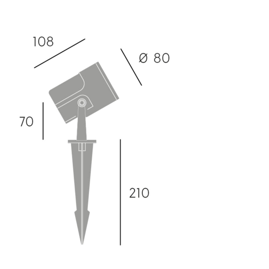 Faretto da esterno nero 18w 3000k con picchetto ip65