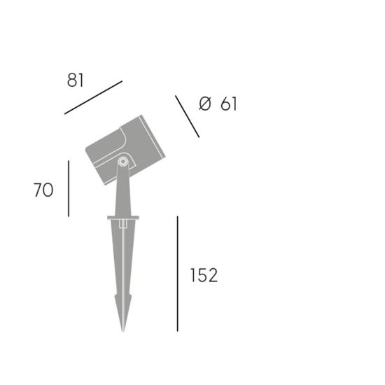 Faretto con picchetto nero da esterno led 12w 4000k