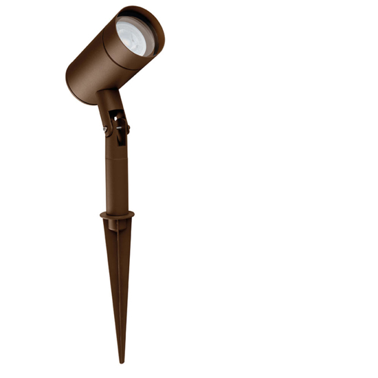 Faretto da esterno con picchetto corten luce orientabile gu10