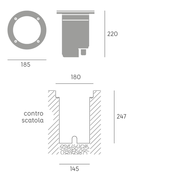 Faretto rotondo da esterno acciaio a incasso ip65