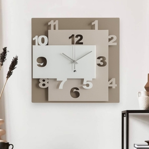 Orologio quadrato da parete bianco beige e sabbia moderno