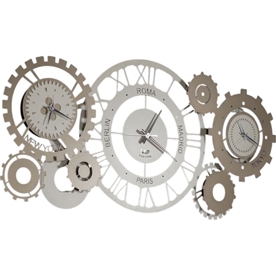 Orologio da parete ingranaggi fusi orari sabbia bronzo