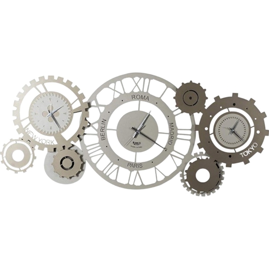 Orologio da parete ingranaggi fusi orari sabbia bronzo