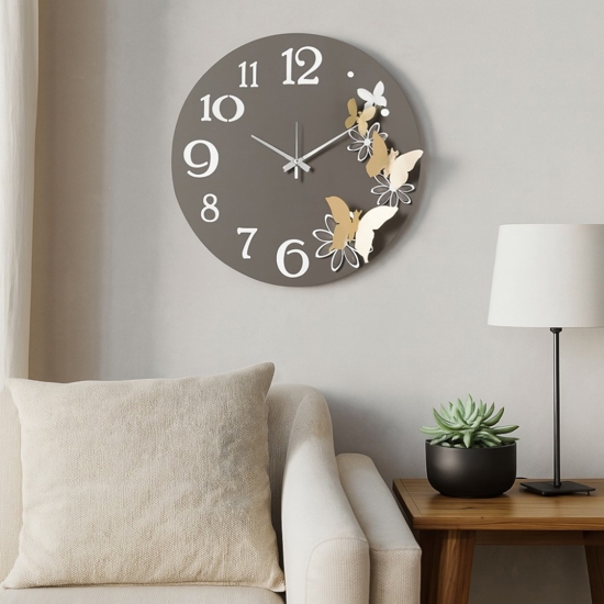 Orologio da parete moderno butterfly 45cm fango farfalle oro