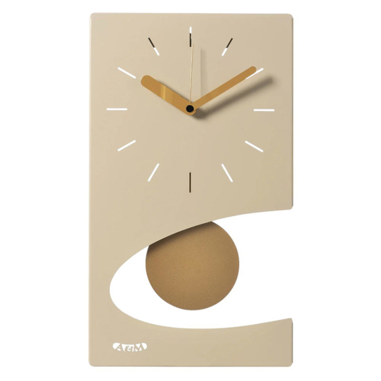 Orologio da muro pendolo dorato moderno color crema