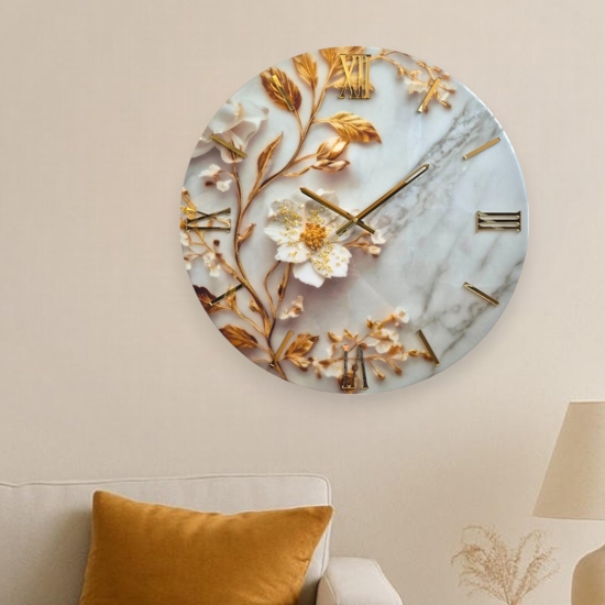 Orologio per parete 40cm fiore in resina rotondo moderno