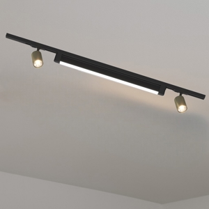 Sistema binario 100cm modulo led 28w 3000k nero oro spot orientabili