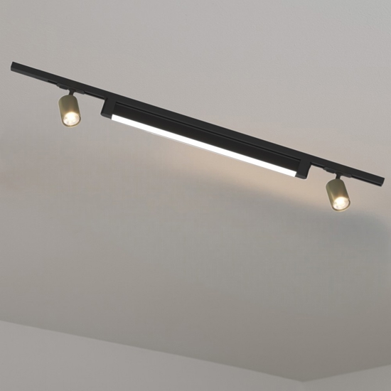 Sistema binario 100cm modulo led 28w 3000k nero oro spot orientabili