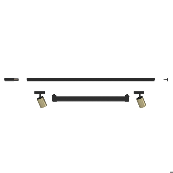 Sistema binario 100cm modulo led 28w 3000k nero oro spot orientabili