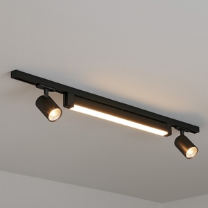 Sistema illuminazione binario led 28w 4000k con spot nero monofase
