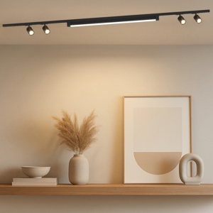 Sistema a binario 200cm nero barra led 40w 3000k con spot