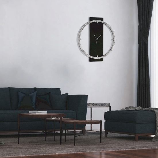 Orologio da muro per soggiorno moderno nero argento