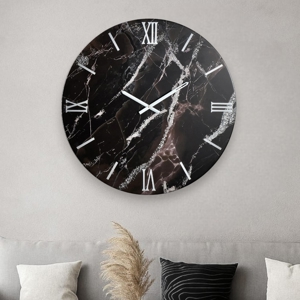 Orologio tondo 60cm per parete resina nero argento moderno