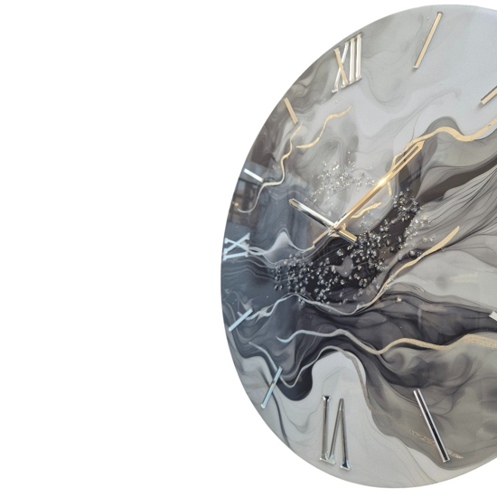 Orologio nero grigio 60cm da parete design moderno