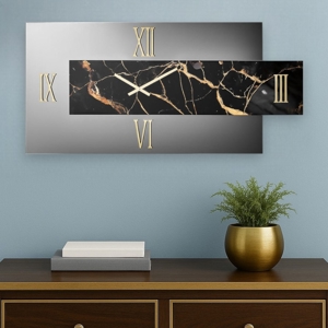 Orologio da parete verty specchio fume 73x60 resina effetto marmo