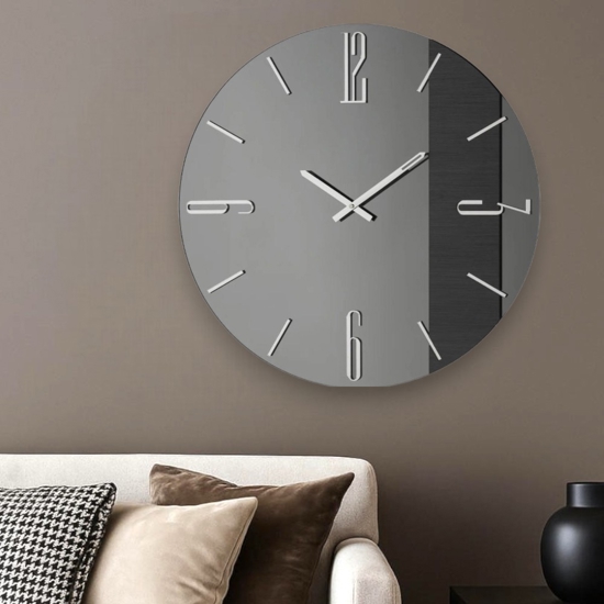 Orologio da muro mantra in vetro fume 60cm rotondo design moderno