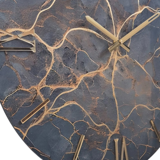 Orologio effetto marmo 60cm da muro moderno venature oro