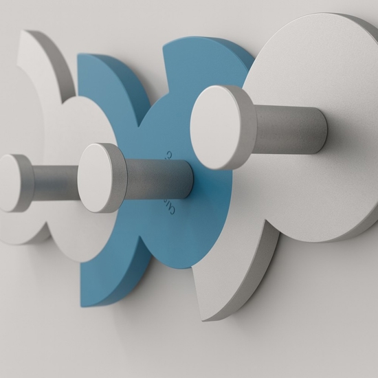 Diennea appendiabiti da parete moderno blu luce e grigio legno